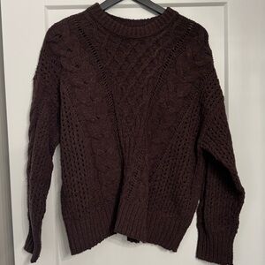 Abercrombie & Fitch Chocolate Brown Cable Knit Sweater Size Large